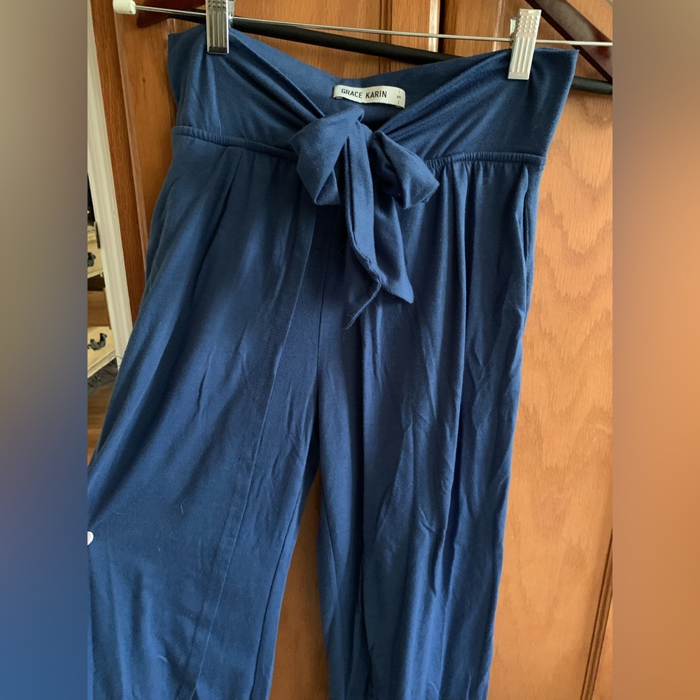 Blue cotton tie pants